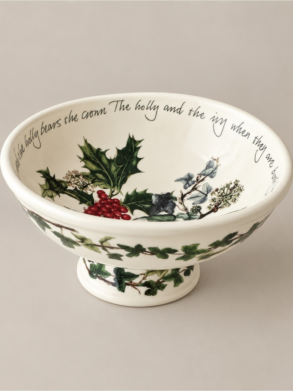 Beautiful vintage Portmeirion The Holly & The Ivy footed pedestal bowl from 1995